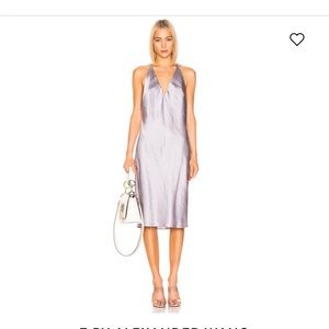 T by Alexanderwang. Lavender crinkle halterneck dress. XS. Triacetate/polyester.
